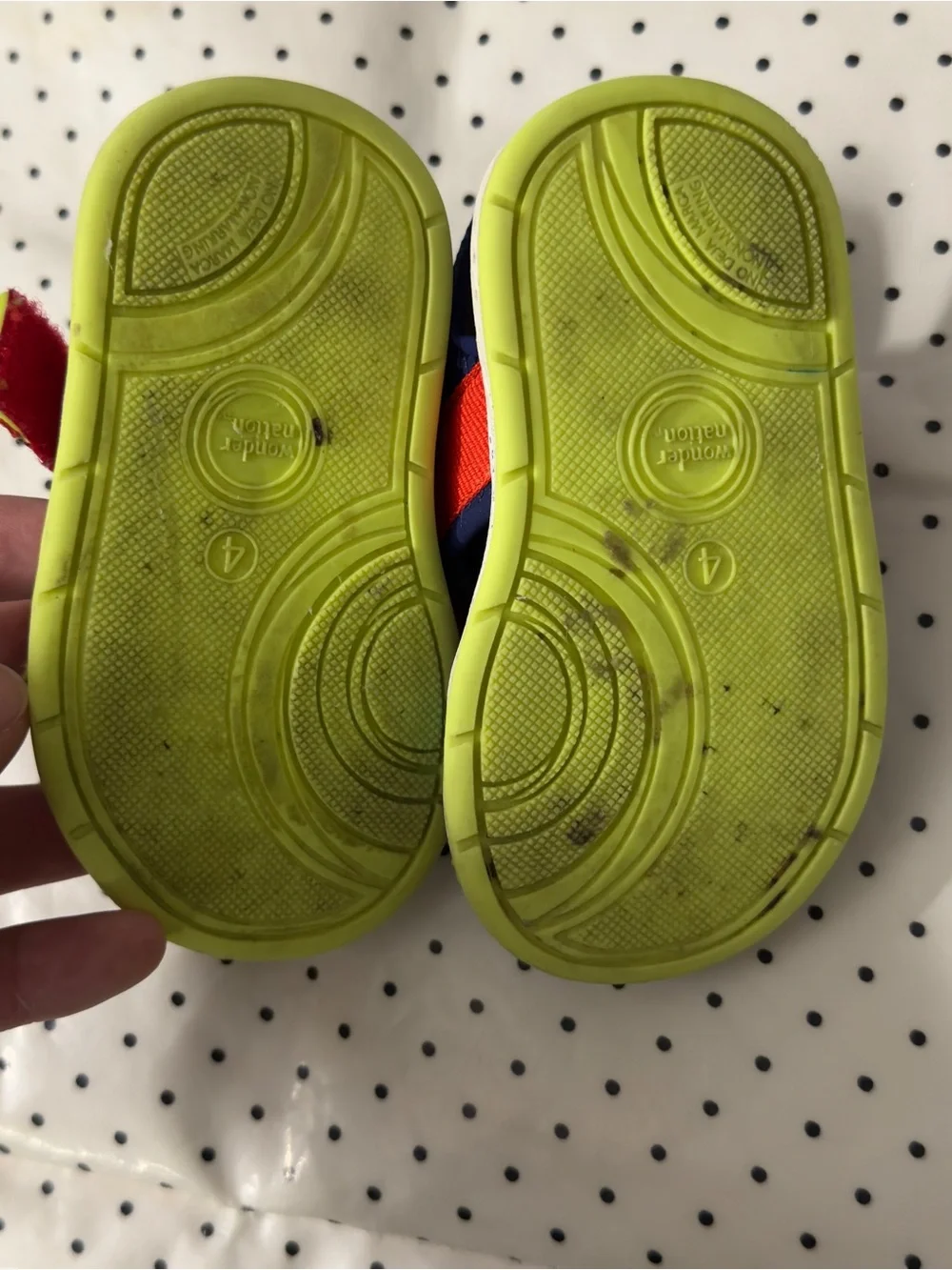 Kids Red & Blue Strap Sandals with Lime Green Footbed